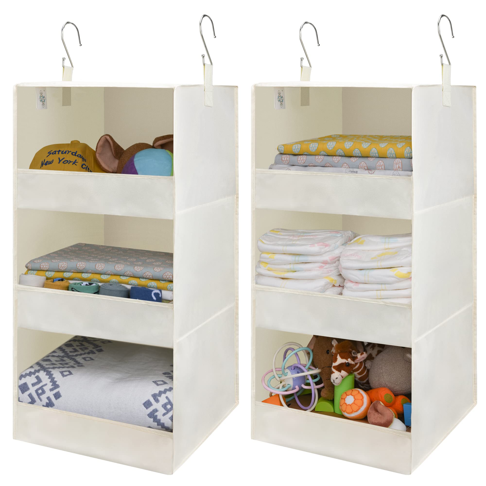 Photo 1 of GRANNY SAYS 3-Shelf Hanging Organizer, Foldable Hanging Closet Storage, Closet Shelves Organizer for Camper, Beige, 29 ½" H X 12" W X 12" D, 2-Pack