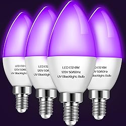 Qualirey 4 Pieces LED Black Light Bulb 6w E12 Base