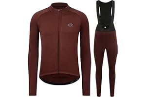 COCONUT ROPAMO CR Winter Men's Cycling Jersey Long Sleeves Thermal Fleece Bike Jersey + Bib Pants, Winter Cycling Clothing Set for Men