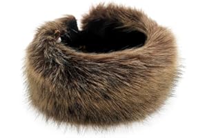 FHQHTH Faux Fur Headband with Elastic for Women Winter Earwarmer Ski Cold Earmuff (Raccoon)