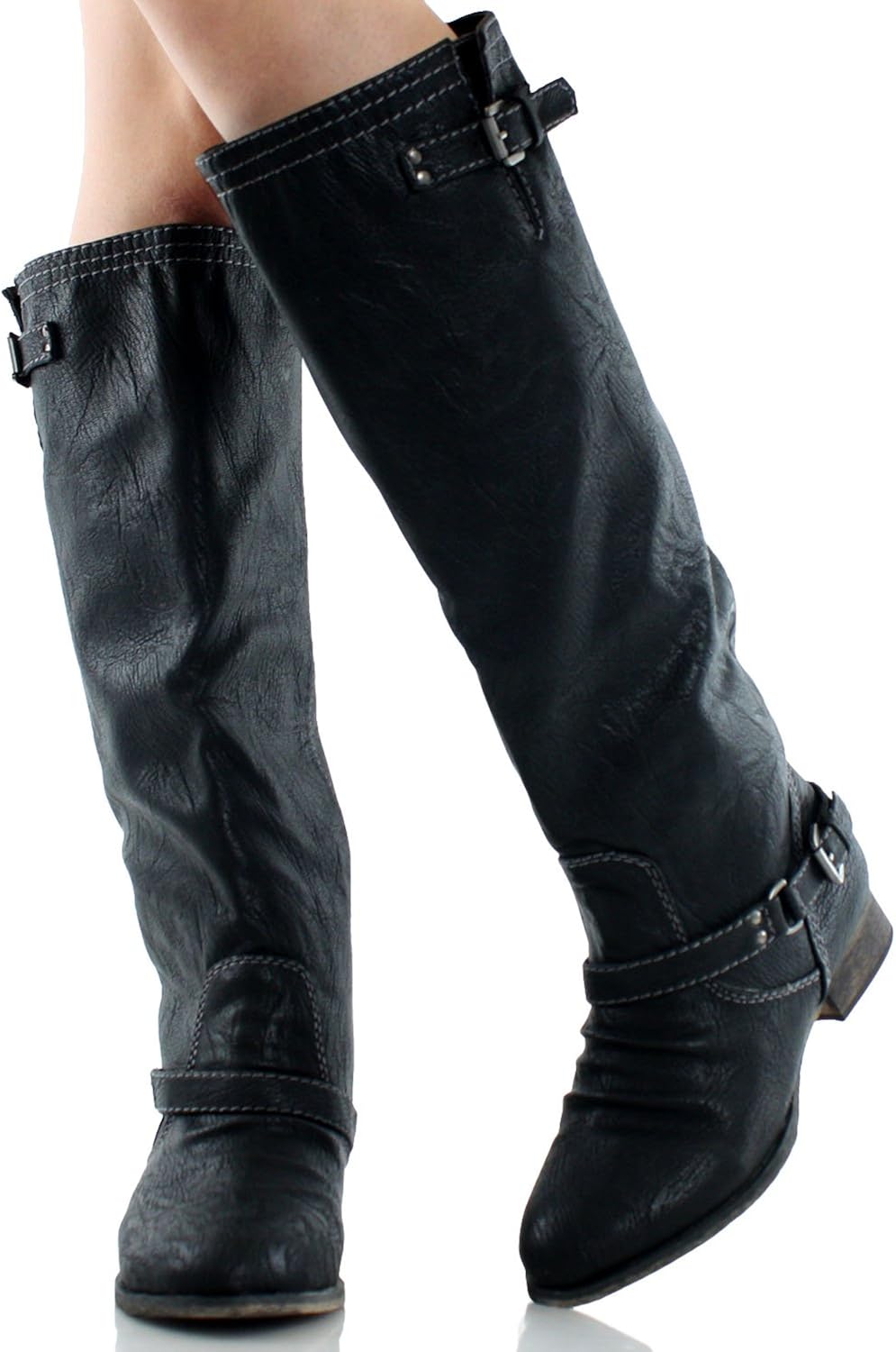 Breckelles Womens Outlaw81 Western Riding Esquarian Over the Knee Black Boot 6 Boots KneeHigh