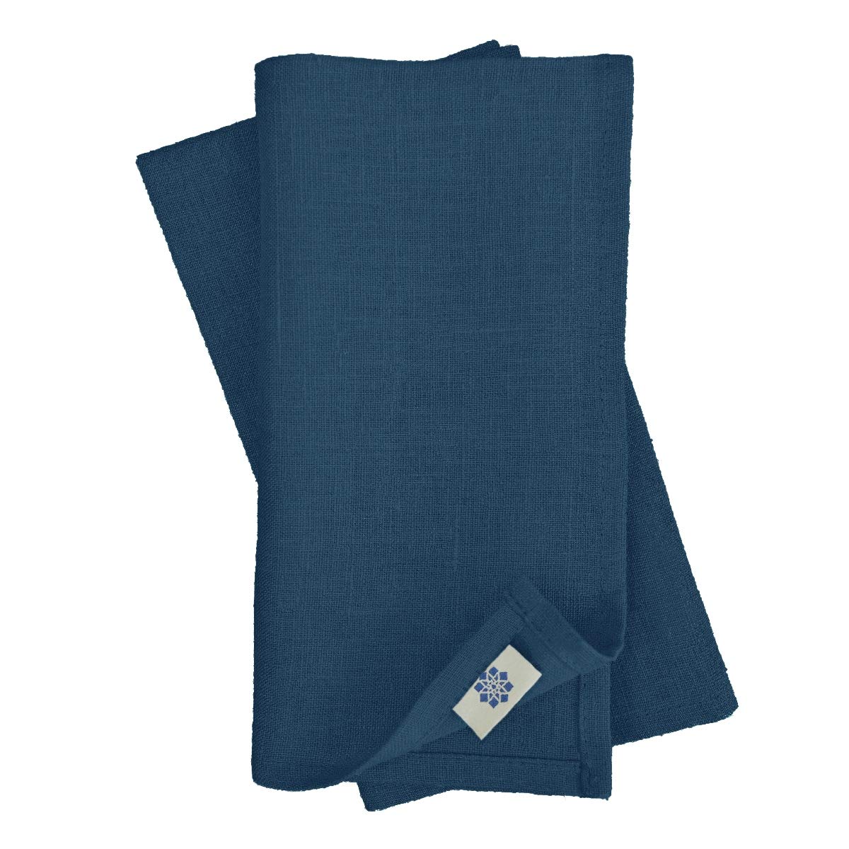 Linen & Cotton Set of 4 Napkins Hygge - 100% Linen, Dark Blue (32 x 32 cm) Washable Square Serviettes Cloth for Home Dinner Table Decoration Restaurant Cafe Hotel Events Summer Party