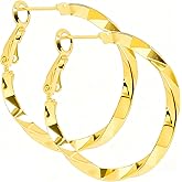ToHeart Gold Hoop Earrings for Women Gold Plated Twist Hoop Earrings