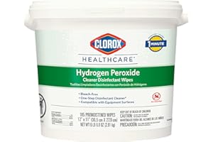 Clorox Healthcare Hydrogen Peroxide Cleaner Disinfectant Wipes, 12" x 11", Bucket, 185 Count (Package May Vary)