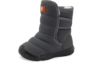 QFH Toddler Boys Girls Winter Warm Shoes Water-Resistant Comfy Non-Slip Snow Boots Cold Weather Insulated Outdoor Walking Shoe