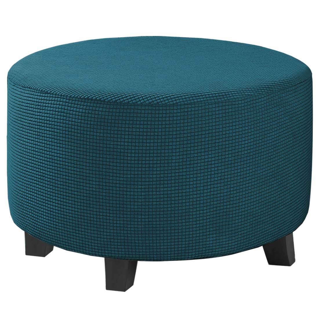 Photo 1 of H.VERSAILTEX Ottoman Cover Stretch Ottoman Slipcover Round Ottoman Storage Cover Folding Stool Covers Furniture Protector Cover for Footrest Ottoman Fit Dia 30" - 41", Deep Teal
