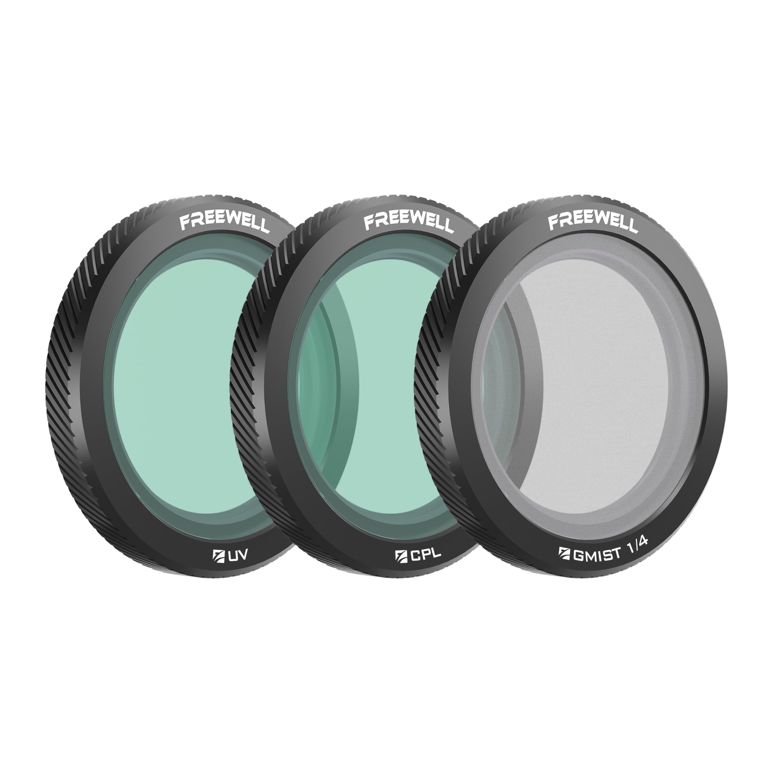 Photo 1 of Freewell Magnetic Filters for DJI Neo 3-Pack CPL, UV, and Black Glow Mist 1/4 Filters-–Achieve Vibrant Colors, Crystal Clarity, and Cinematic Effects