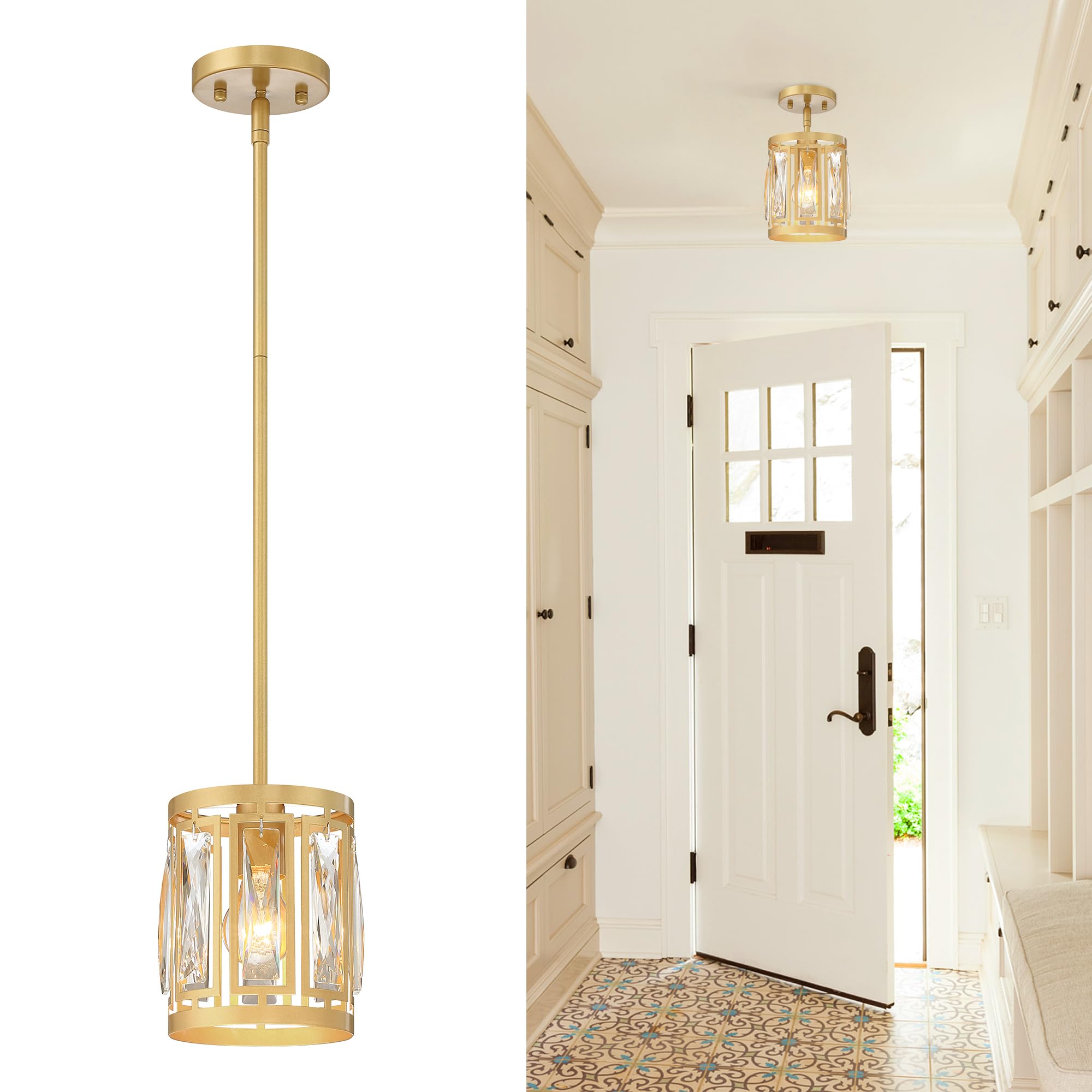 Gold Pendant Lights Kitchen Island, Crystal Pendant