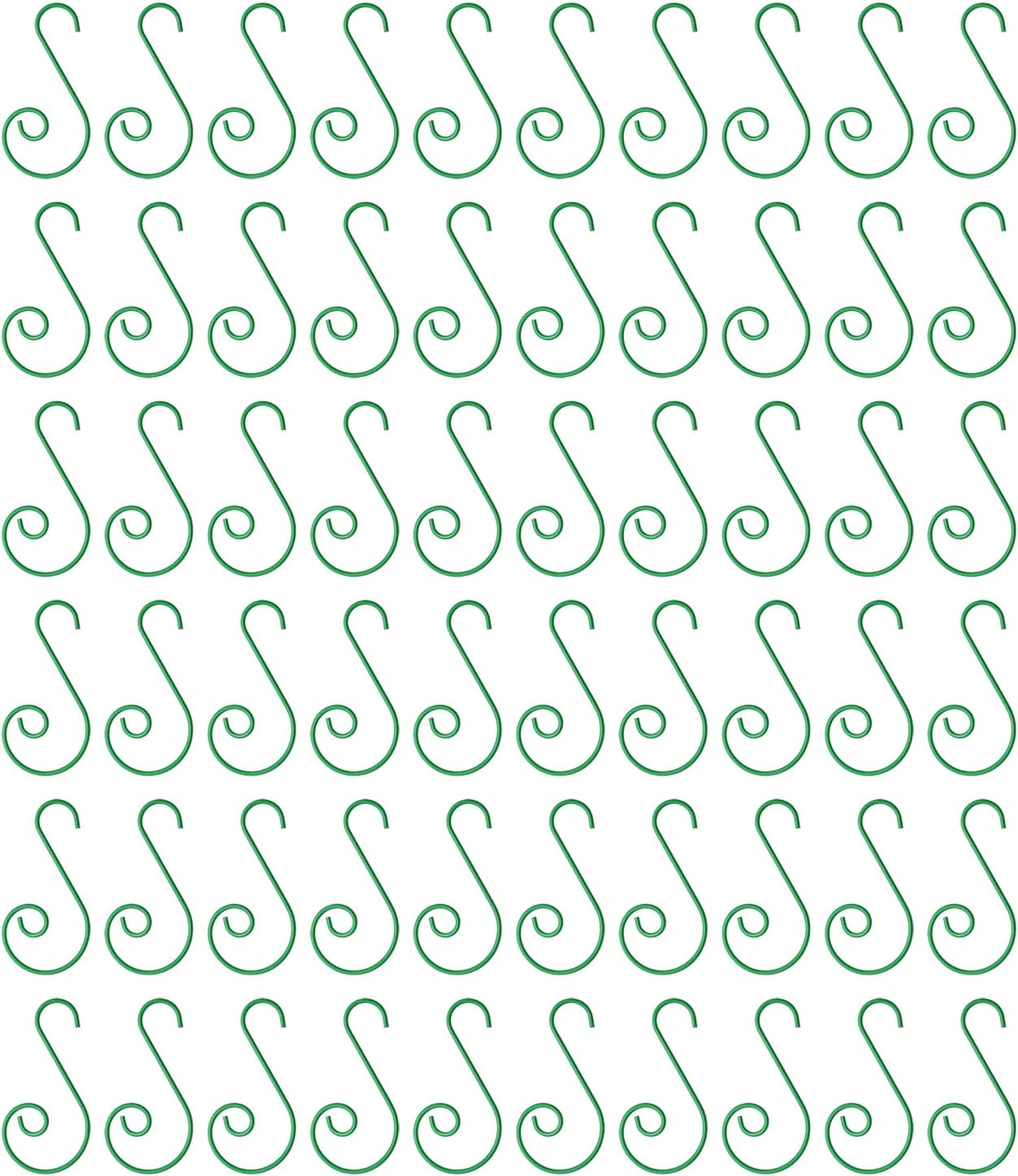 Ornament Hooks - Mini Skater 1.6inch Green Christmas Ornament Metal S-Shaped Hooks Christmas Ornament Hangers Great for Christmas Tree Christmas Balls Party Decorations,60Pcs