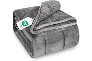 Topblan Sherpa Fleece Weighted Blanket for Adult, 15 lbs Dual Sided Cozy Fluffy Heavy Blanket, Ultra Fuzzy Throw Blanket with Soft Plush Flannel Top, 48 x 72 inches