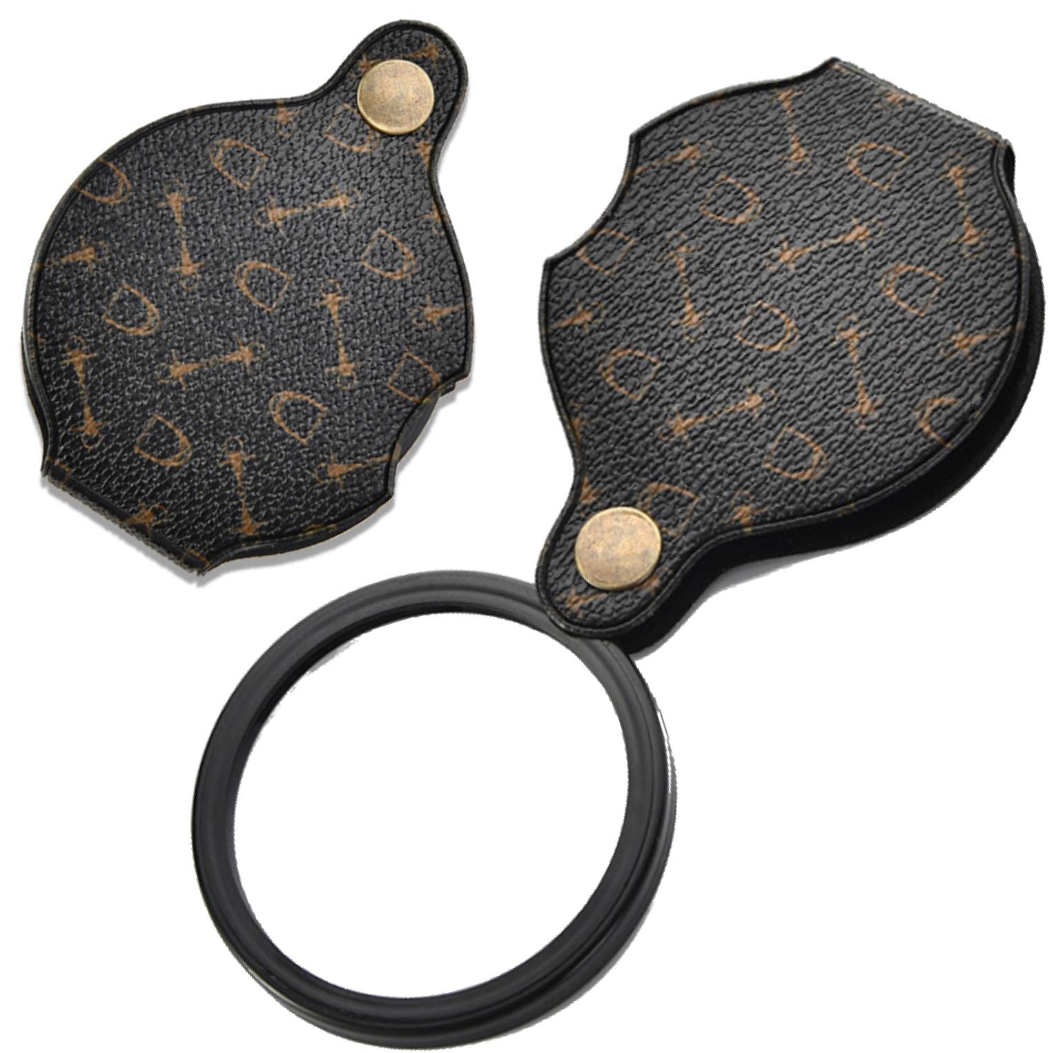 fogman ルーペ 拡大鏡 15倍 PU革 携帯 メガネ おしゃれ 折り畳み レンズ直径70mm商品画像