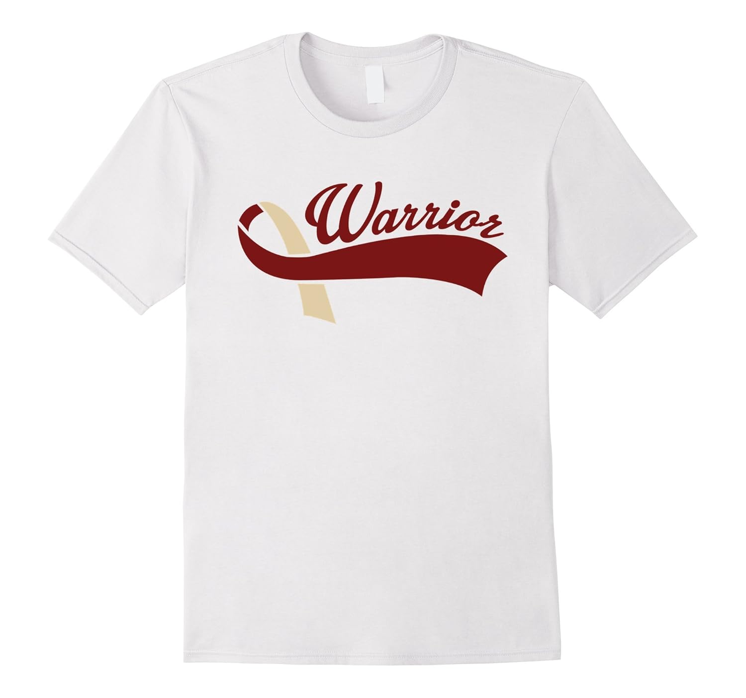 Burgundy Ivory Ribbon Warrior Gynecological Cancer T-shirt-ANZ