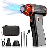 Compressed Air Duster, 130000 RPM Electric Air Duster – Rechargeable Cordless Air Blower with 3 Gear Adjustable Setting with LED Light for Keyboard, Computer, Car, Home, and Outdoor Cleaning