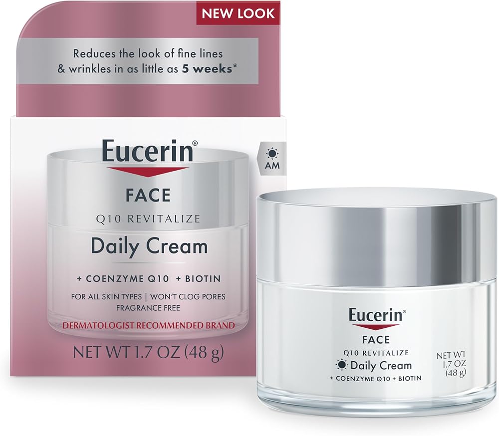 Eucerin Q10 Anti-Wrinkle Face Cream Sensitive Skin Fragrance Free 1.7 Oz Jar
