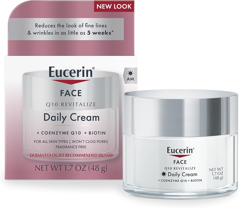 Eucerin Q10 Anti-Wrinkle Face Cream Sensitive Skin Fragrance Free 1.7 Oz Jar