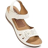 Sandals for Women Wedge Shoes: 2026 Comfortable Summer Dressy Platform Walking Sandals with Adjustable Hook Loop for Casual