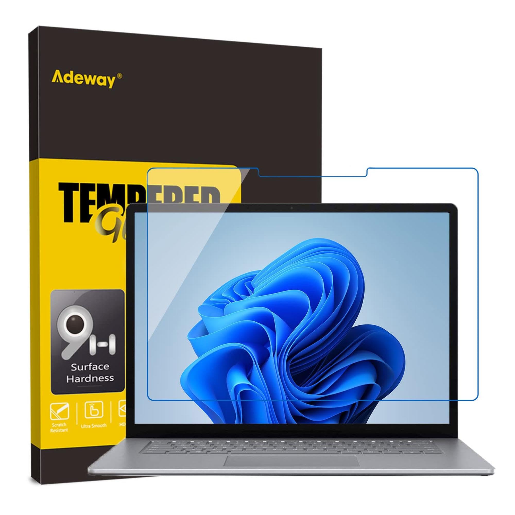 Adeway Microsoft Surface Laptop 5/Laptop 6/Laptop 4/Laptop 3/Laptop 2/Laptop Tempered Glass Screen Protector, 13.5 Inch, Blue Light, Anti-Fingerprint,Easy Installation
