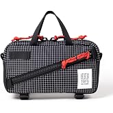Topo Designs Mini Quick Pack Shoulder Sling Waist Pack (Black/Grid) | Small Bag EDC and Daily Commute, Bike Rides, Internal Organization, 420D Nylon, Bottom Compression Straps