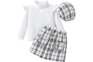 Toddler Baby Girl's Puffed Sleeve Short Skirt 2 Piece Fall Winter Clothing Set Spring Princess Party Formal Outfits