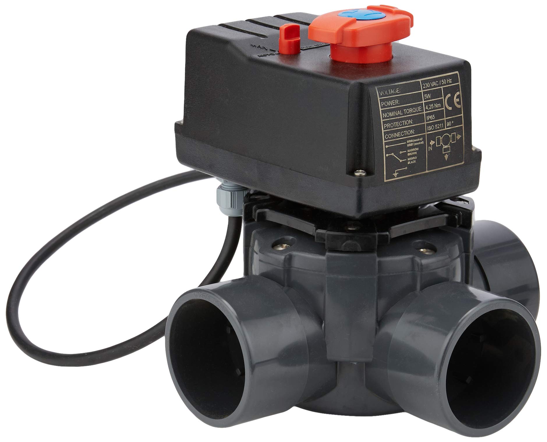 Fluidra 41864 - V.comp.Rotator.Motor.230vac 3-Way 90o d63-75 Gluing