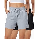 ZUTY 3 Pack 5" Womens Athletic Shorts Basic Running Shorts Lightweight Quick Dry Gym Workout Shorts with Pockets