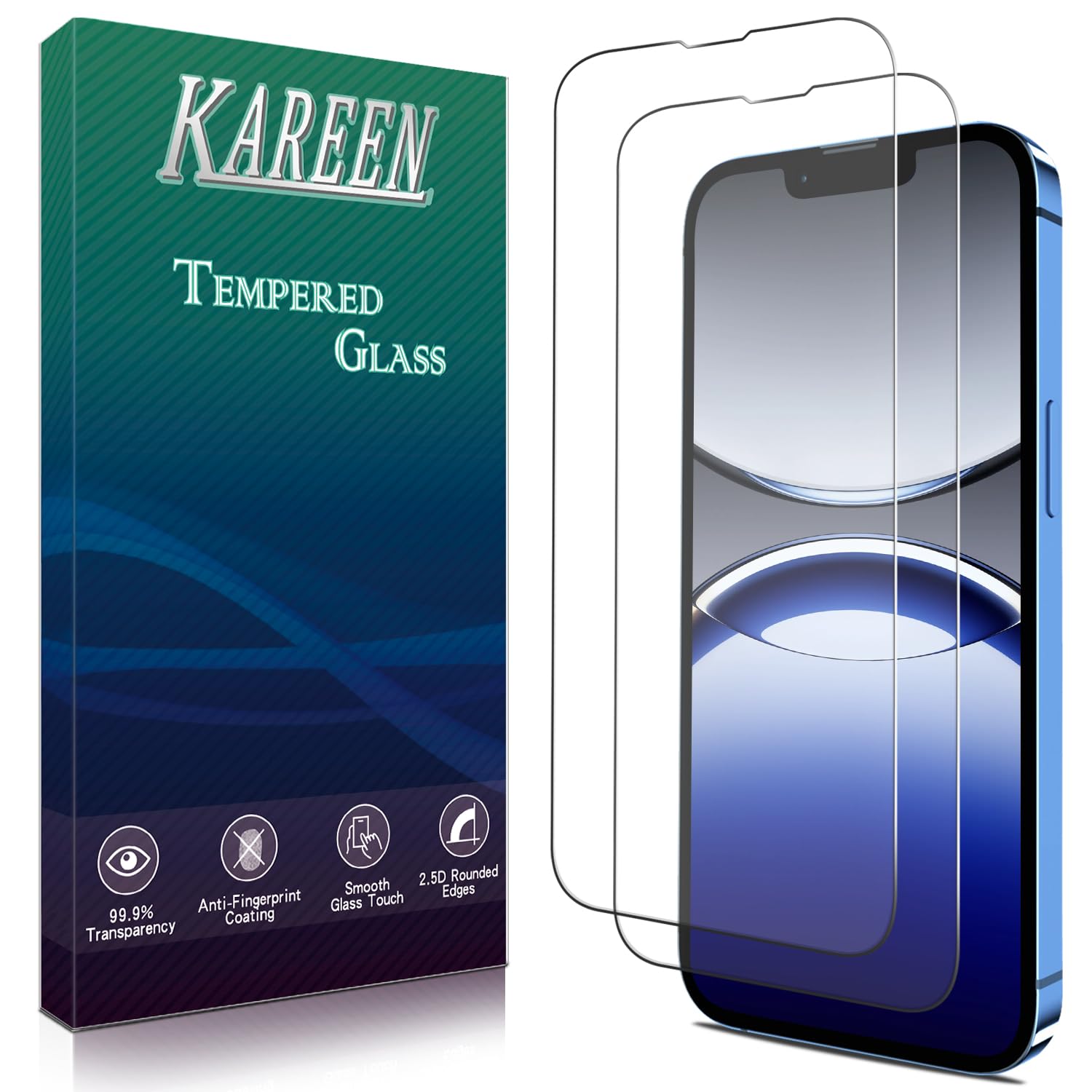Photo 1 of KAREEN 2 Pack Screen Protector for iPhone 16e 6.1-Inch Tempered Glass Film, Anti Scratch, Bubble Free, Case Friendly, Easy to Install