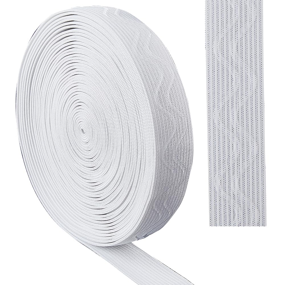 GORGECRAFT 8 Yards 20mm Wide Non-Slip Elastic Ribbon Wave Silicone Elastic Gripper Band Stretch Rubbers Elastic Belt for DIY Garment Sewing Crafts Sports Shorts Accessories, White