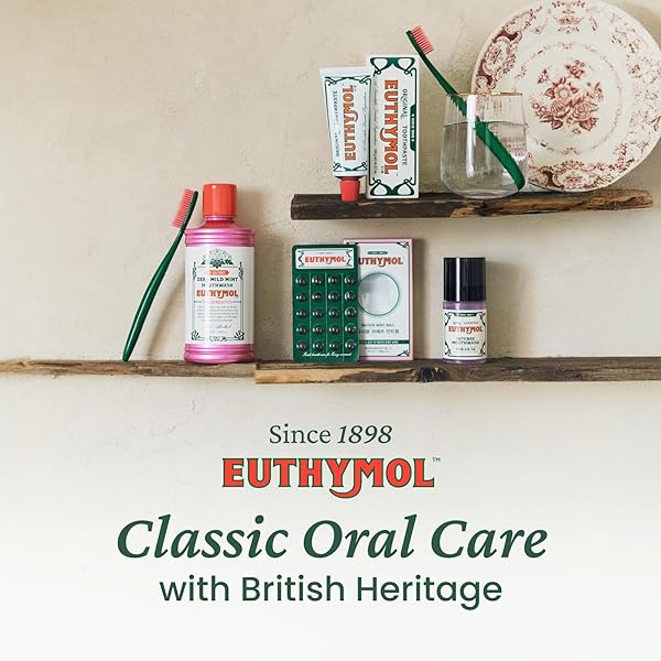 EUTHYMOL ORIGINAL PINK TOOTHPASTE (3.7FL OZ/PACK OF 1) – FLUORIDE-FREE TOOTHPASTE FOR SENSITIVE TEETH & GUM. BAD BREATH, CAVITY PREVENTION, 12-HOUR LONG LASTING FRESHNESS WITH WINTERGREEN
