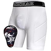 RCRCKAR Youth Boys Baseball Sliding Shorts with Protective Cup Padded Compression Shorts Underwear for Baseball Football