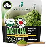 Jade Leaf Matcha Powder, Organic Culinary Grade, 30g / 1.06oz | Best for Matcha Lattes, Baking, and Smoothies! - Authentic Japanese Matcha Green Tea Powder - Resealable Pouch