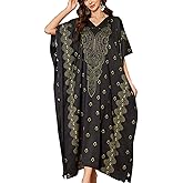 Daiwor Kout Caftan Dresses for Women Satin Print Plus Size Kaftan Maxi Gown Cover Up Beach Swimsuit Coverup Long House Dress
