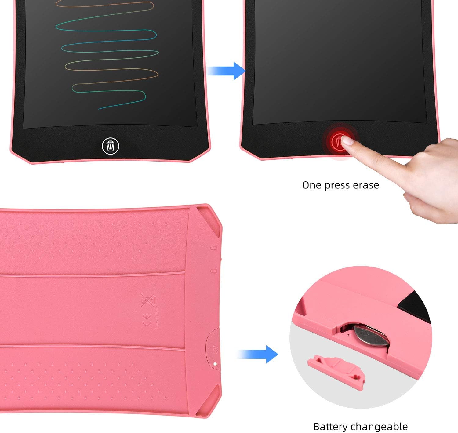 Newest LCD Writing Tablet, Electronic Digital Writing &Colorful Screen Doodle Board, Cimetech 8.5-Inch Handwriting Paper Drawing Tablet Gift for Kids and Adults at Home,School and Office (Pink): Computers & Accessories