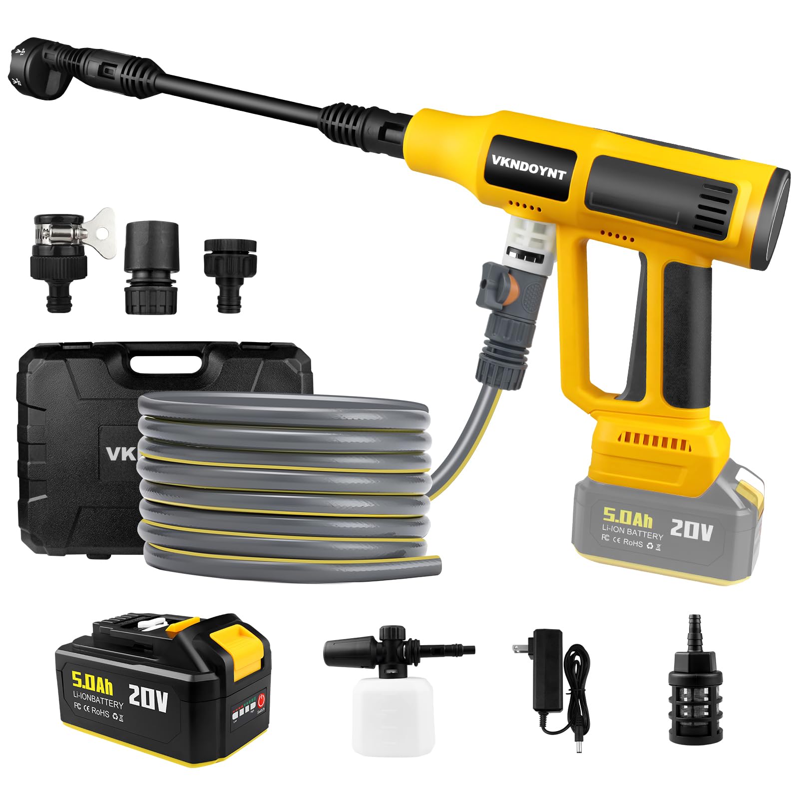 Photo 1 of Cordless Pressure Washer with Faucet & Garden Hose Connector, 5.0Ah Battery, 2000PSI MAX Portable Pressure Washer with Brushless Motor, 4 Speed Adjustment LCD Touch Screen, 6-in-1 Nozzle