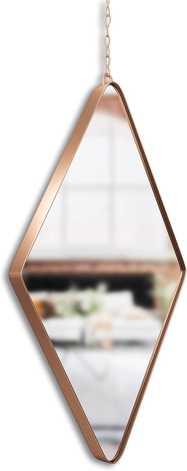 Umbra Dima Mirrors, Trio of Decorative Diamond Shaped Mirrors for Wall - Apartment Décor/Wall Art, Copper, Set of 3,29 x 18 x 1.5 cm - Image 4