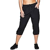 RBX Active Women's Plus Size Fashion Lightweight Woven Body Skimming Drawstring Cargo Capri Pant