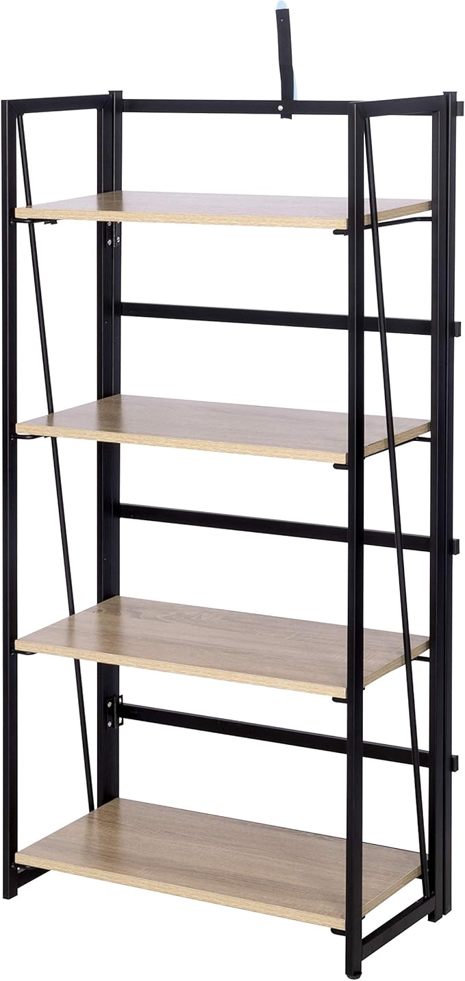 WOLTU Foldable Bookcase Heavy Duty 4 Tiers Portable Bookshelves Freestanding Shelf Unit Home