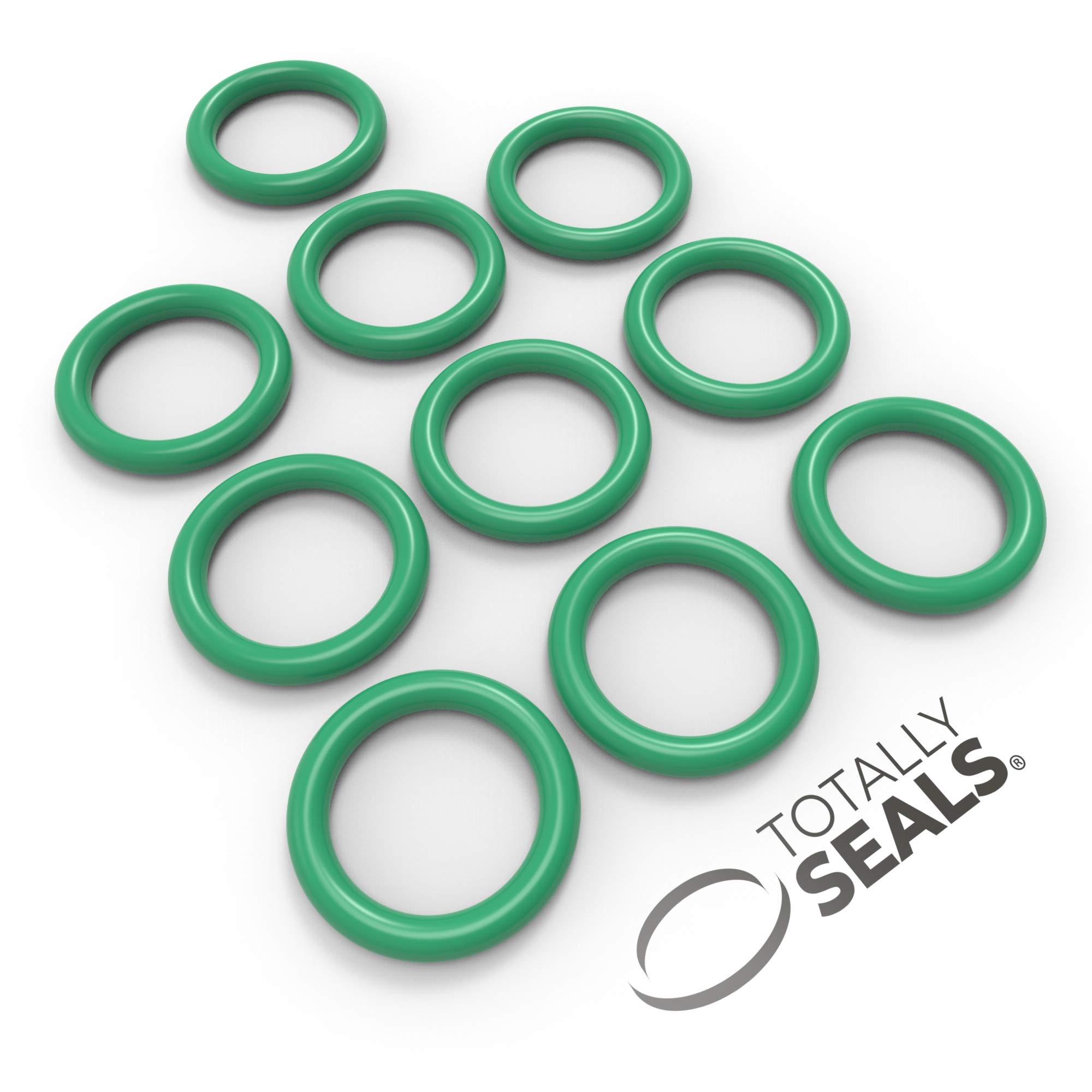 Totally Seals® 10mm x 2.5mm (15mm OD) Green FKM (Viton™) Metric O-Rings - 75A Shore Hardness - Pack of 10 — image 1