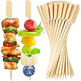 200PCS Bamboo Skewers for Appetizers, [6 Inch] Long Cocktail Picks Fancy Toothpicks for Appetizers, Flat Paddle Wooden Skewer