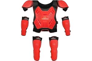 RIDBIKER Kids Dirt Bike Chest Protector Motocross Gear, Youth Motorcycle Riding Armor Vest Suit With Knee Guards Elbow Pads for Cycling Skiing MTB ATV