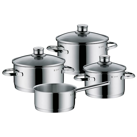 WMF Cooking Pot Set 4 Pieces Polished Frying Pan Casserole Pot Sapphire