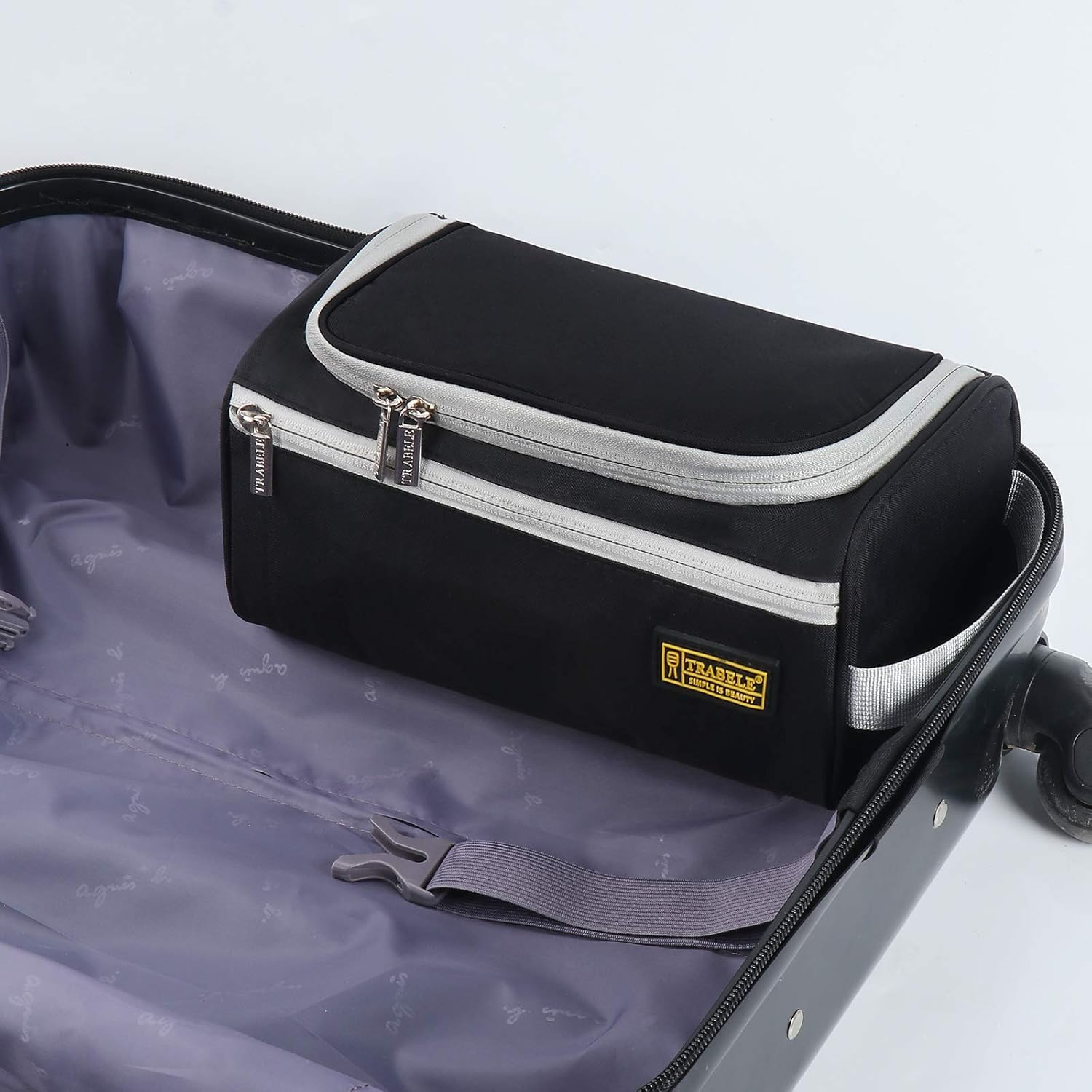 Travel Toiletry Bag for Womens Men, Water Resistant hanging Makeup Cosmetic Bags Shaving with Travel Gifts Hook Dopp Shampoo Large Capacity Bathroom and Shower Organizer Kit for Accessories（black）