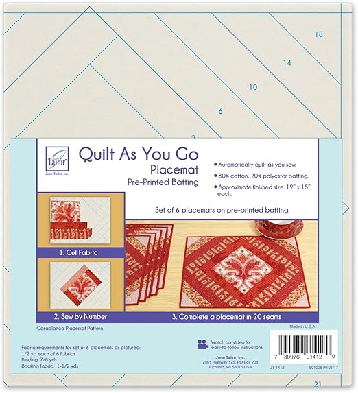 June Tailor Quilt as You Go Placemat, MultiColour, 24.38 x 28.95 x 8.