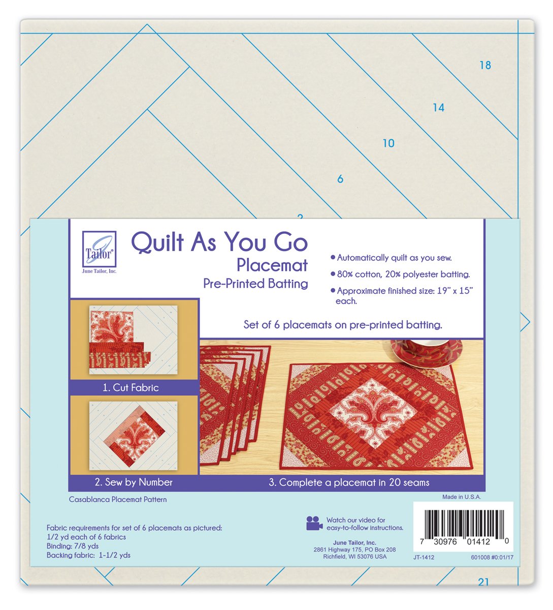June Tailor Quilt as You Go Placemat, Multi-Colour, 24.38 x 28.95 x 8.38 cm