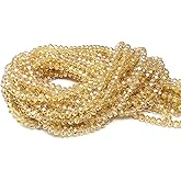 Chengmu 4mm Gold Champagne Rondelle Glass Beads for Jewelry Making AB Colour 1200pcs Faceted Briolette Shape Crytal Spacer Beads Assortments Supplies Accessories for Bracelet Necklace for Wholesale
