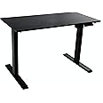 TechOrbits Electric Standing Desk Frame 47 x 24 Inch Tabletop - Motorized Workstation Two Leg Stand Up Desk with Memory Settings and Telescopic Sit Stand Height Adjustment (Black Frame/Black Top)