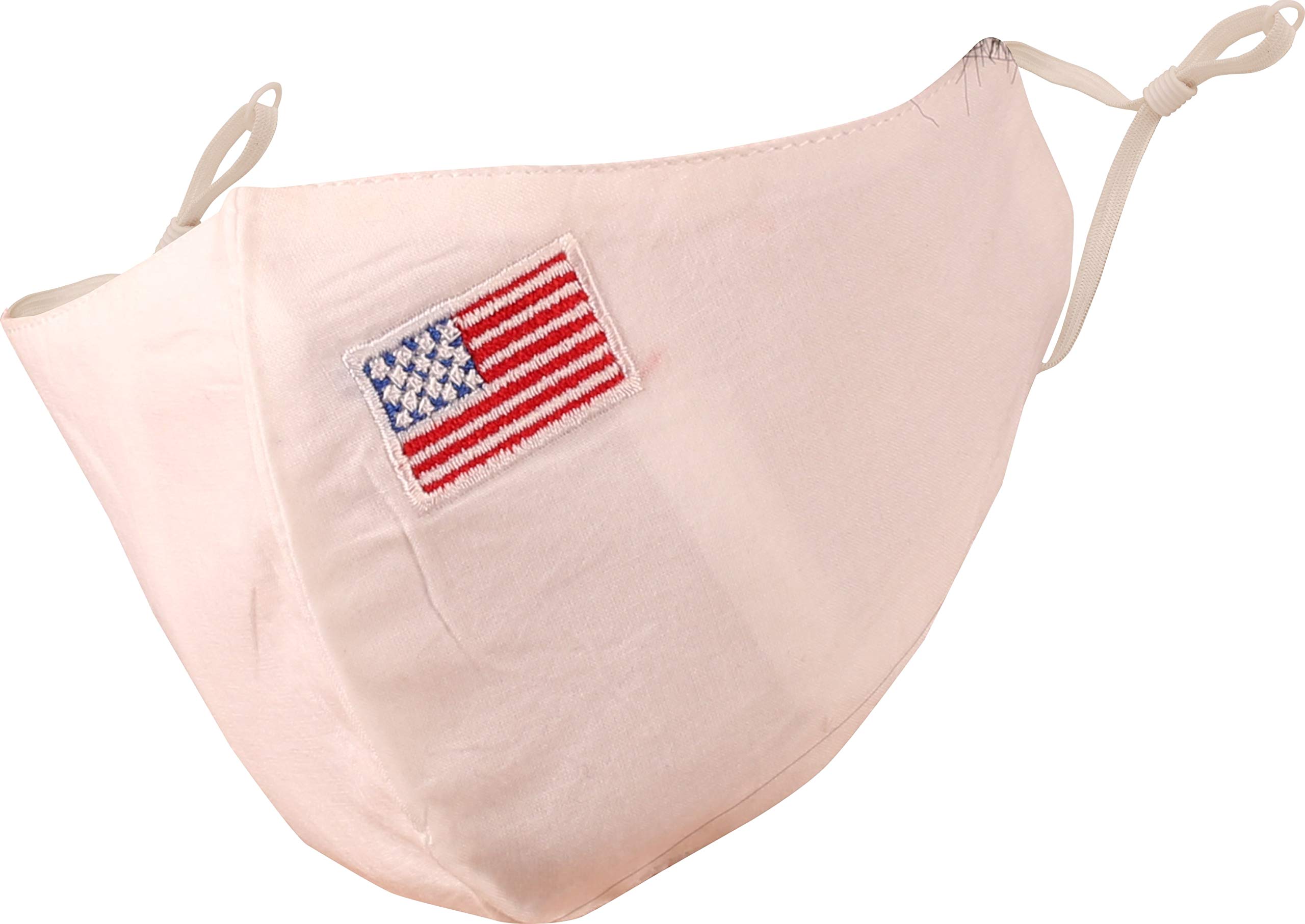 Touchstone American US Flag embroidered 3 layer large size cotton face masks reusable washable adjustable for men, women. (Pack of 1). White — image 1