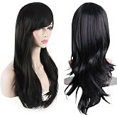 Akstore 28 inch Fashion Wigs Long Wavy Curly Hair Cosplay Wig &amp; Wig Cap (Black)