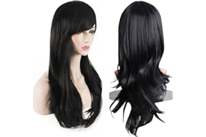 Akstore 28 inch Fashion Wigs Long Wavy Curly Hair Cosplay Wig & Wig Cap (Black)