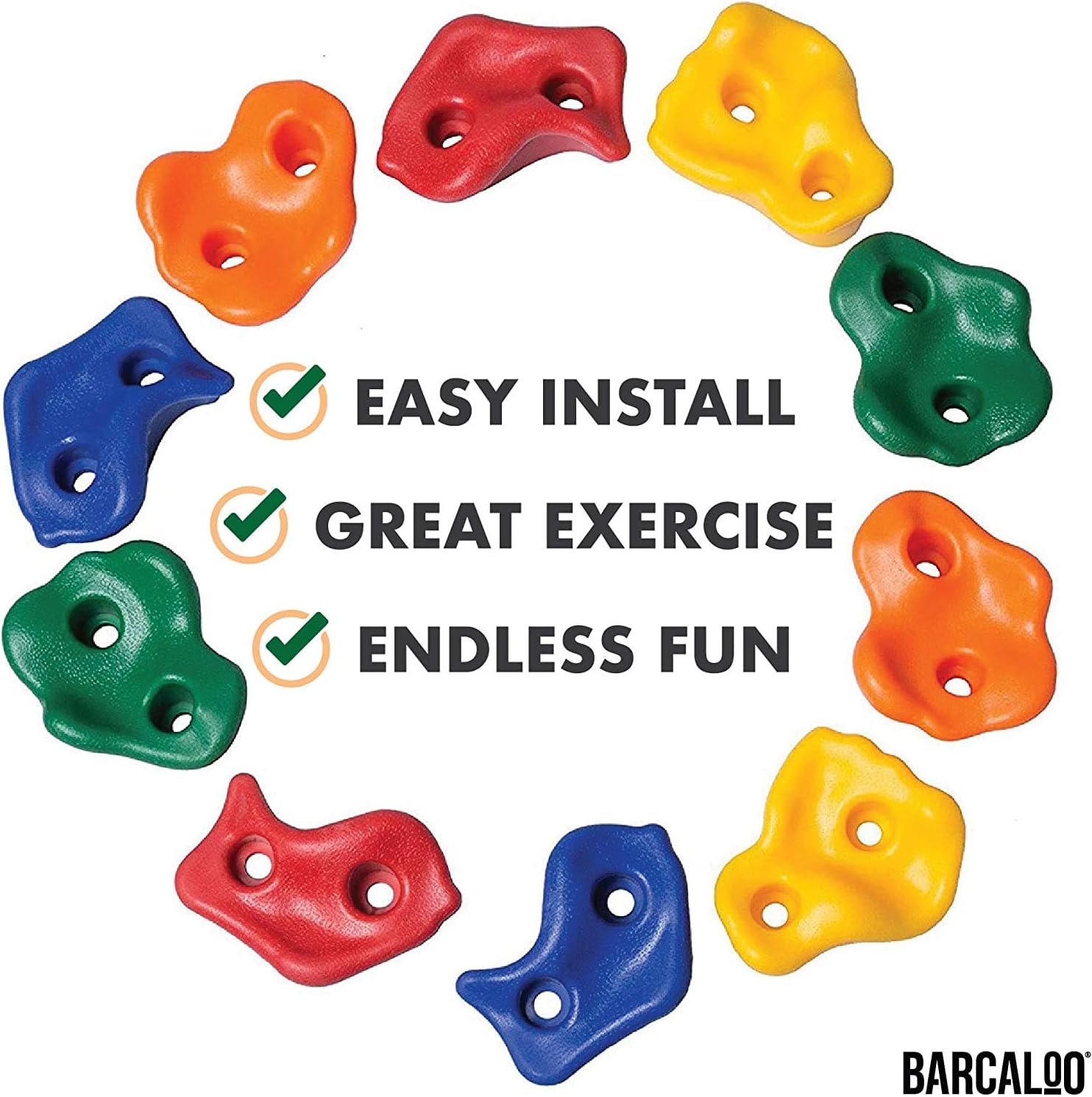 Barcaloo Kids Rock Wall Climbing Holds, 32 Pack - Jungle Gym Equipment Accessory for Outdoor Playground: Toys & Games