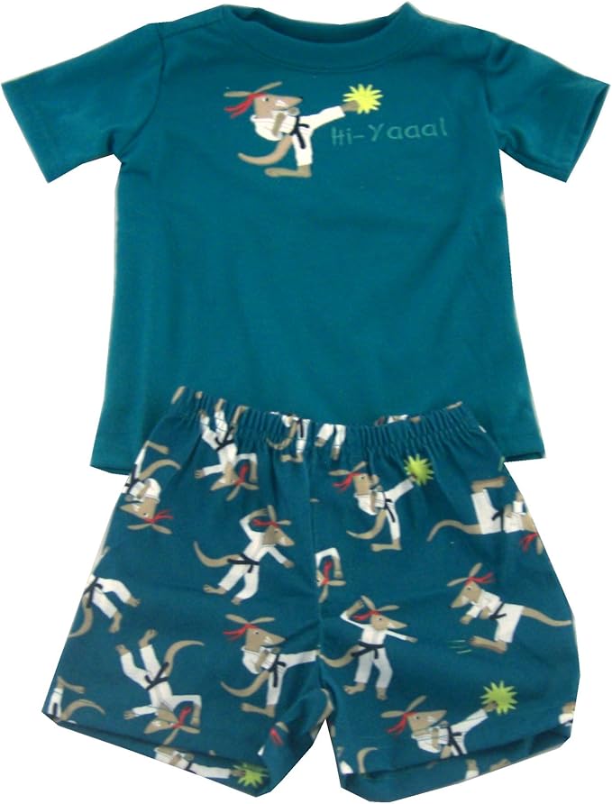 Gymboree Boys Karate 2pc Pajamas Set, Teal, XSmall(4